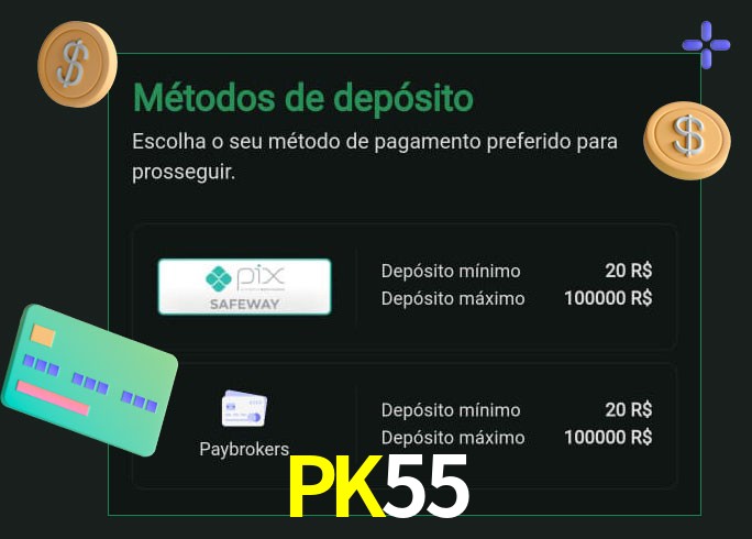 O cassino PK55 oferece uma grande variedade de métodos de pagamento
